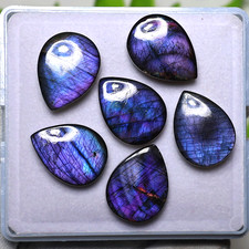 “Violet Rain” Labradorite Pear Set | 20mmx15mm Calibrated Purple Flash Cabochons