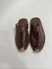 Men's Babouche Traditional Moroccan Leather Slippers Aladdin Style Size 9 UK