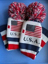 1 x Driver + 1 x Fairway Wood USA Pom Pom Golf Headcover Set