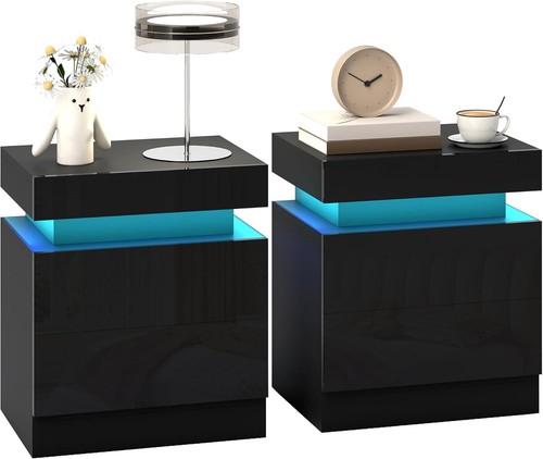 Led coffee table with drawer - led, 2