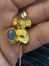 Vintage Gold-Tone Koala Stick Pin – Opal Accent – Australian Souvenir Jewellery