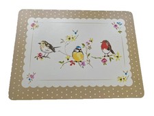 Bird Design Set of 4 Rectangular Wipe clean Cork  Back Placemats 29 Cm X 21 Cm
