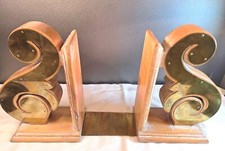 Vtg Wood Hand Carved Bookends