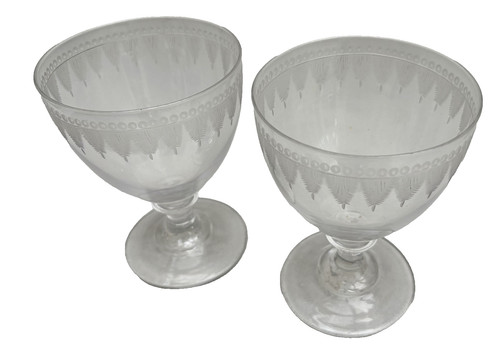 Pair antique beorgean engraved - antique,