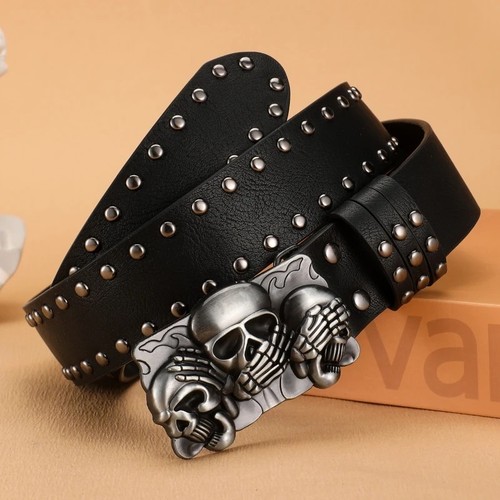 Punk goth skull buckle belt - punk,
