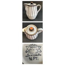 Vintage Denby Studio Grey Striped Stoneware Small Coffee Pot Mid Century Modern