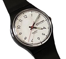 SWATCH WATCH GB709 Black Swatch Watch Classic Two From 1980s 1986 NEW BATTERY