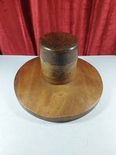 Antique French Wooden 2 Piece Milliners Hat Form Block Stand