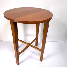 Danish Teak Folding Round Table 19in Small Midcentury Poul Hundevad MCM Vintage