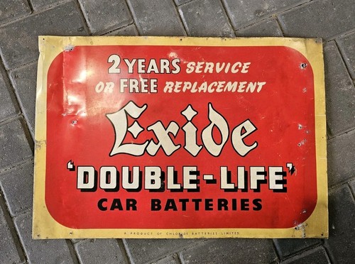 Vintage exide car battery tin - battery,