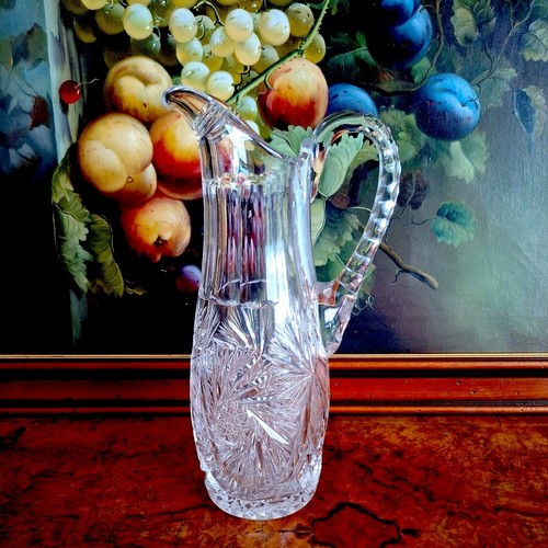 Vintage water jug etched - water,