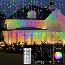 400 Smart LED Colour Changing Icicle Lights, Remote, App, Mains (Spares/Repairs)