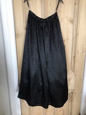 Vintage TopShop Long  Black  Satin  Skirt with Black Net Underskirt Goth - 14