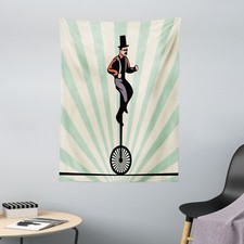Retro Microfiber Tapestry Citrus Man on Monowheel Art