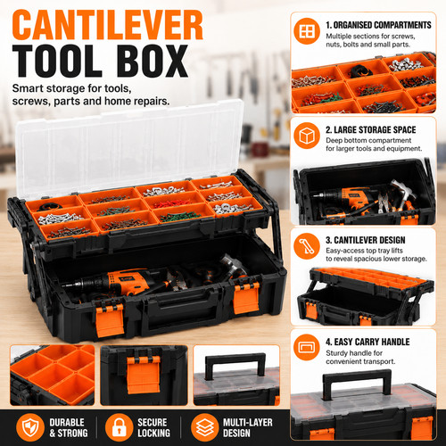 Cantilever tool storage box - storage,