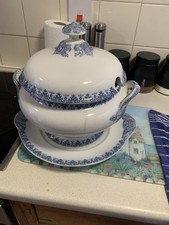 Antique Soup Terrine With Lid And Charger.