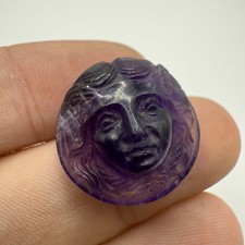 Interesting Carved Natural Amethyst Head Of A Lady In relief
