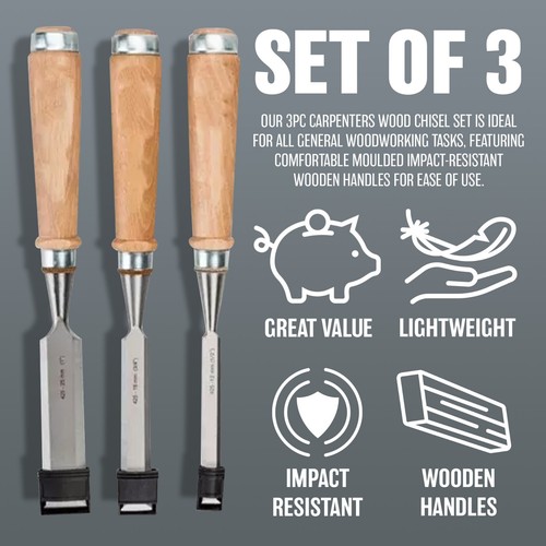 3pc carpenters wood chisel - carpenters,