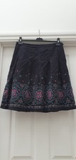 Marks & Spencer Black, Blue & Pink Cord Style Lined Skirt - Size 14