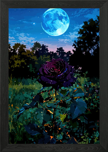 Black rose under blue moon - rose,