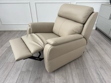 Nicoletti Lucano Beige/Taupe Leather Power Recliner Armchair