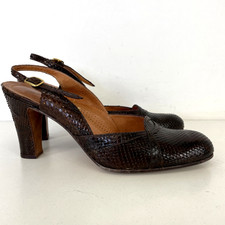 Migar Handmade Spanish Vintage Snakeskin Heeled Slingback Shoes Size EU 38 UK 5