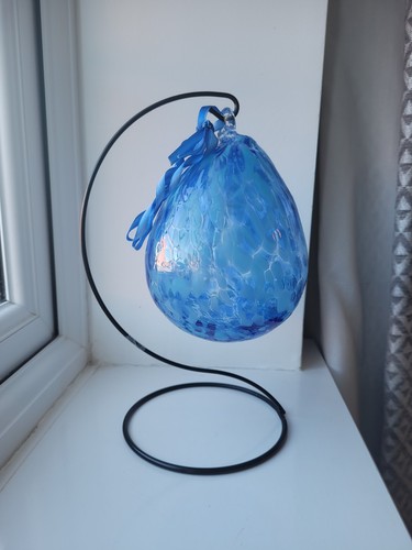 Large hand blown glass blue - 5",