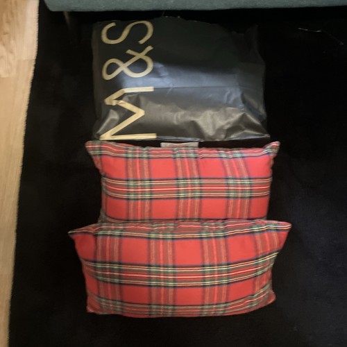 Cushions red tartan new - m&s,