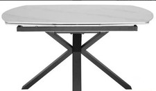 RHODES TWIST TOP STYLE EXTENDING DINING TABLE PRINTED GLASS HPL FINISH RRP £899
