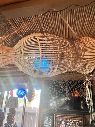 New rattan fish trap - new, lamp