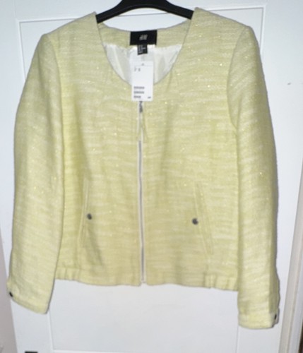 Yellow tweed zip front - tweed,