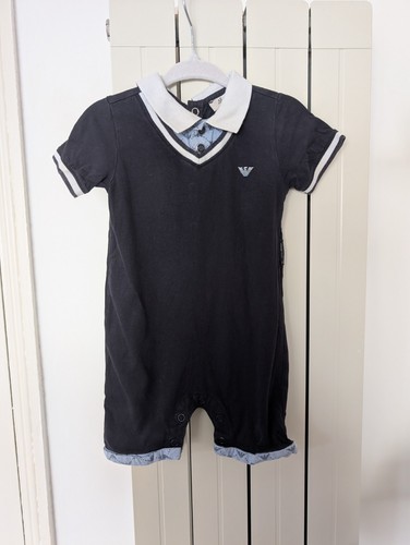 Navy blue polo romper - , by
