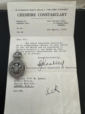 Rare Cheshire Constabulary Police Cap Badge Plus Letter