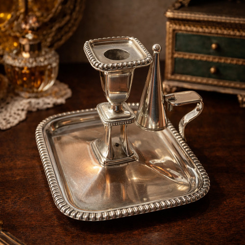 Silver copper candlestick - silver, on