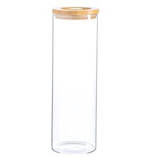 Glass Storage Jar with Wooden Lid Modern Kitchen Food Storage 2 Litre