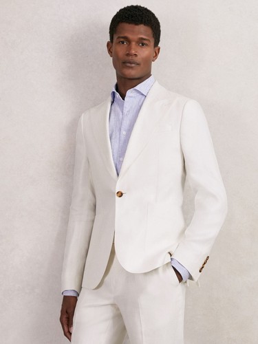 Reiss mens white linen - white, blend