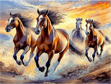 Tile Mural Wild Running Horses