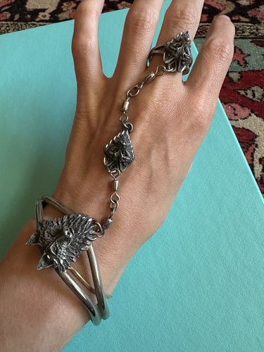 Vintage silver tone - silver, wolf