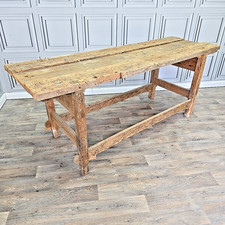 Antique Vintage Wood Workbench – Rustic Industrial Table Kitchen Island Factory