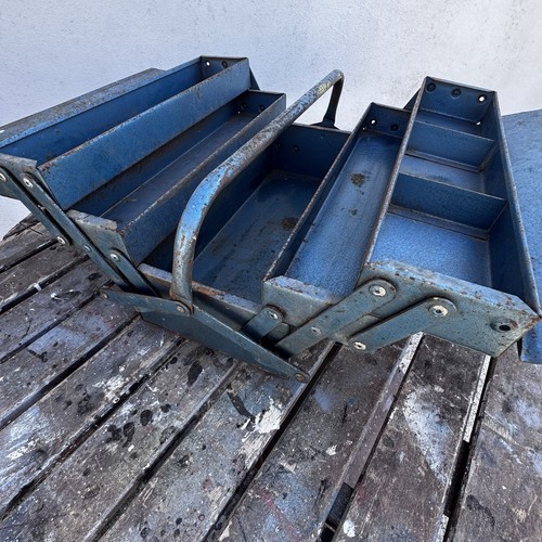 Vintage blue metal cantilever - metal,