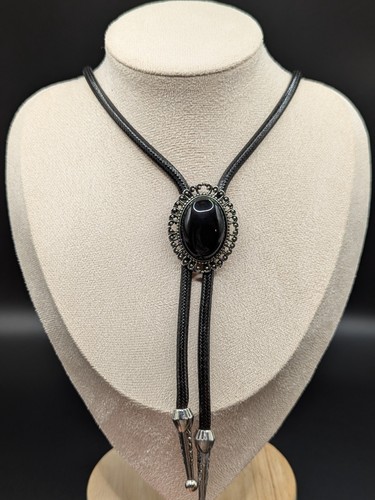 Black bolo tie - black,