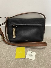 Fossil Ladies Gemma Small Black Leather Cross Body Handbag 