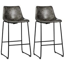 Set of 2 Bar Stools Faux Suede