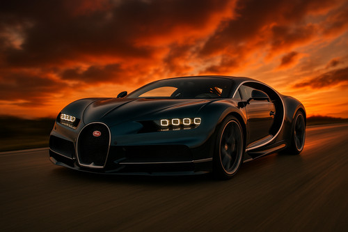 Bugatti chiron supercar - chiron, sunset