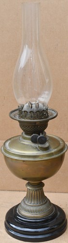 Old brass based oil lamp - brass,