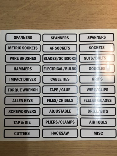 Toolbox drawer label stickers - toolbox,