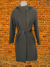 SPORTMAX KHAKI COAT SIZE UK 8 VIRGIN WOOL WOMENS GREEN HOODED BUTTON UP JACKET