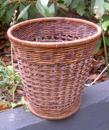 Vintage wicker waste paper bin - vintage,