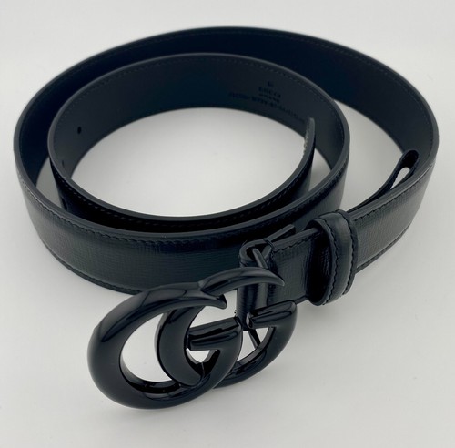 Gucci black leather buckle - black, gg