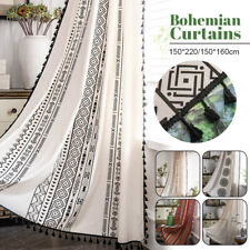 Cotton Linen Tassel Curtains Boho Print Drapes Window 1 Panel Living Room Home